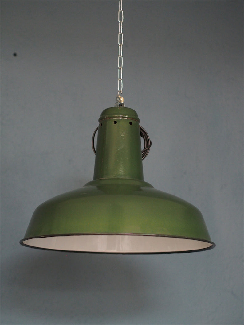 suspension gamelle abat jour emaillee vert lampe industrielle – Du coté ...