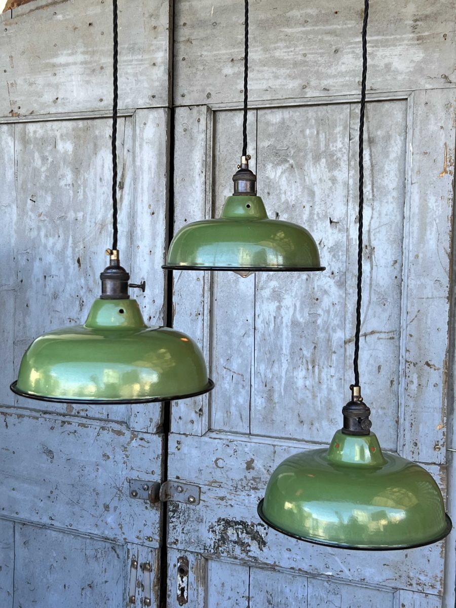 lampe abat jour emaillee industrielle vert anglais – Du coté du design