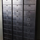 ancien grand meuble 30 casiers industriel a clapet strafor 1950