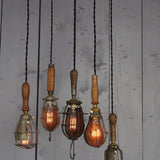 Set of 5 industrial portable work lights from the USA, used in New York cellars