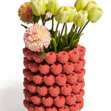 Grand vase en céramique à motif framboise multicolore