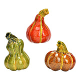 Citrouille en grès, lot de 3, rouge/vert/orange (L/H/P) 8x11x8cm