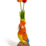 Vase en céramique Perroquet orange sur perchoir