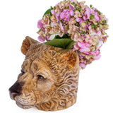 Pot de rangement/vase en céramique peint à la main en forme de tête de lionne