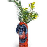 Vase tête d'orang-outan en céramique peint à la main
