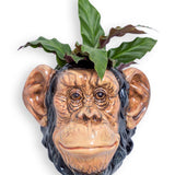Applique murale en céramique peinte à la main en forme de tête de chimpanzé
