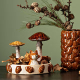 Champignon en grès, 3 pièces, marron (L/H/P) 9x12x9cm