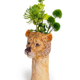 Vase tête de lionne en céramique peint à la main
