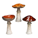 Champignon en grès, 3 pièces, marron (L/H/P) 9x12x9cm