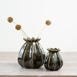 Vase Vert à Graines de Pavot, 16 cm