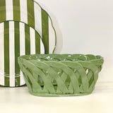 Panier ceramic rectangle vert pm L25,5 P14,6 H9cm