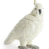 Bocal ou vase en céramique blanche en forme de perroquet
