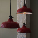 abat jour emaille lampe industrielle rouge