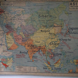 ancienne affiche scolaire vidal lablache asie politique