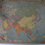 ancienne affiche scolaire vidal lablache asie politique