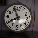 old large station clock with enamel dial