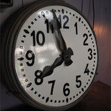 old large station clock with enamel dial