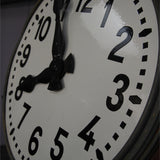 old large station clock with enamel dial