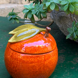 Bocal de rangement orange en céramique