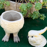 Bocal ou vase en céramique blanche en forme de perroquet