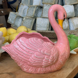 Cache-pot / Bol de rangement en céramique cygne rose