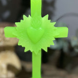 Coeur de lumiere vert fluo , Ciergerie des Premontrés