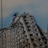 magnificent 1973 drawing by architect Jean Balladur of the Grande Motte pyramid