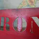 antique stencil marking for museum crate transport / bronze