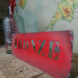 antique stencil marking for museum crate transport / bronze