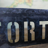 old stencil marking for museum crate transport / Fort