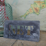 old stencil marking for museum crate transport / Net