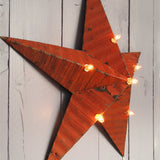 grande etoile de grange lumineuse Amish zinc rouge 70 cm