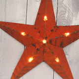 grande etoile de grange lumineuse Amish zinc rouge 70 cm