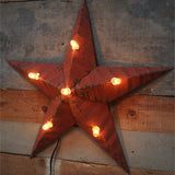 Amish illuminated barn star, red zinc, 55 cm