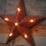 Amish illuminated barn star, red zinc, 55 cm