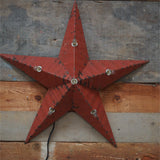Amish illuminated barn star, red zinc, 55 cm