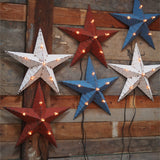 etoile de grange lumineuse Amish zinc bleu 55 cm