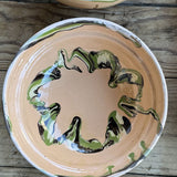 Set of 4 ceramic bowls with flame-like decoration, Romanian craftsmanship