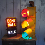 feu tricolore americain vintage USA jaune d'origine