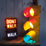 feu tricolore americain vintage USA jaune d'origine