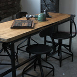 Table ou bureau metal industriel des annees 50 militaire plateau chene