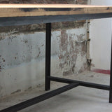 Table ou bureau metal industriel des annees 50 militaire plateau chene