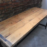 Table ou bureau metal industriel des annees 50 militaire plateau chene