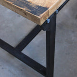 Table ou bureau metal industriel des annees 50 militaire plateau chene