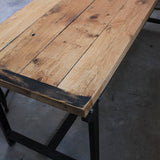 Table ou bureau metal industriel des annees 50 militaire plateau chene