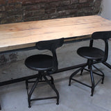 Table ou bureau metal industriel des annees 50 militaire plateau chene