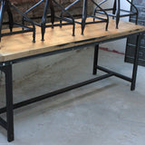 Table ou bureau metal industriel des annees 50 militaire plateau chene