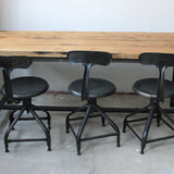 Table ou bureau metal industriel des annees 50 militaire plateau chene