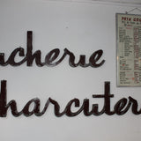 Ancienne grande enseigne charcuterie en zinc superbe patine