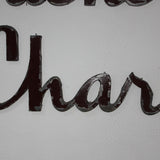 Ancienne grande enseigne charcuterie en zinc superbe patine